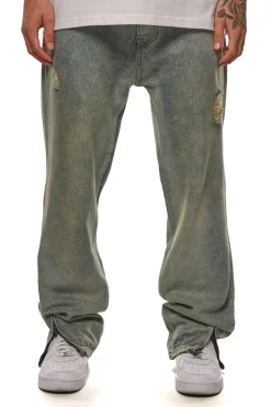 RIPPED ZIP JEANS