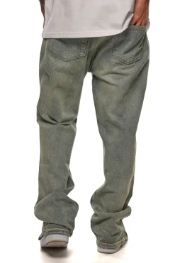 RIPPED ZIP JEANS