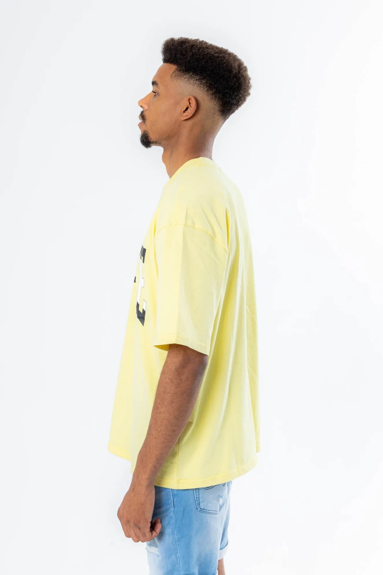 Split Design Heavy T-Shirt Yellow