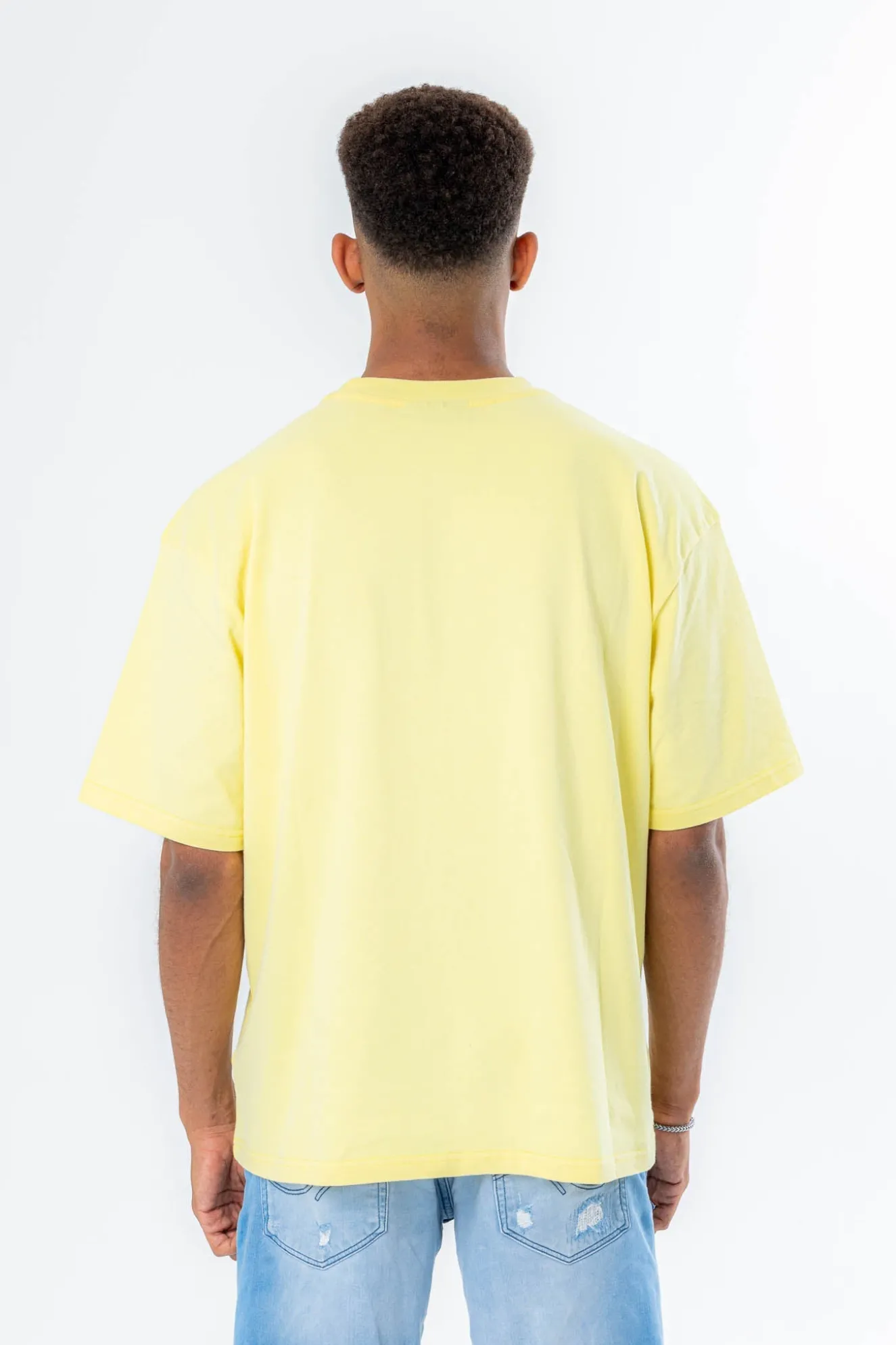 Split Design Heavy T-Shirt Yellow