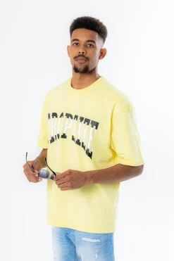 Split Design Heavy T-Shirt Yellow