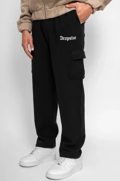 STRAIGHT LEG CARGO SWEAT PANTS BLACK