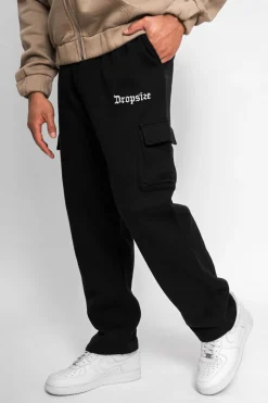 STRAIGHT LEG CARGO SWEAT PANTS BLACK