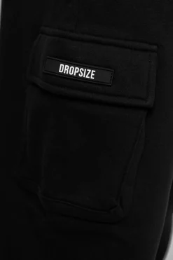 STRAIGHT LEG CARGO SWEAT PANTS BLACK