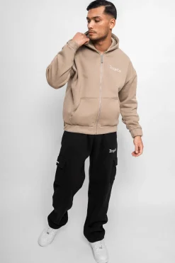 STRAIGHT LEG CARGO SWEAT PANTS BLACK