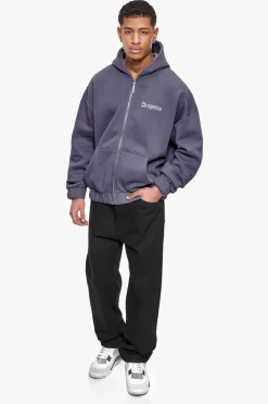 SUPER HEAVY OVERISZE BLANK ZIP HOODIE GRANITE