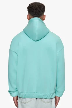 SUPER HEAVY OVERISZE BLANK ZIP HOODIE TURQUOISE