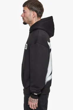 SUPER HEAVY OVERSIZE BLURRED LOGO HOODIE BLACK