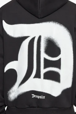 SUPER HEAVY OVERSIZE BLURRED LOGO HOODIE BLACK