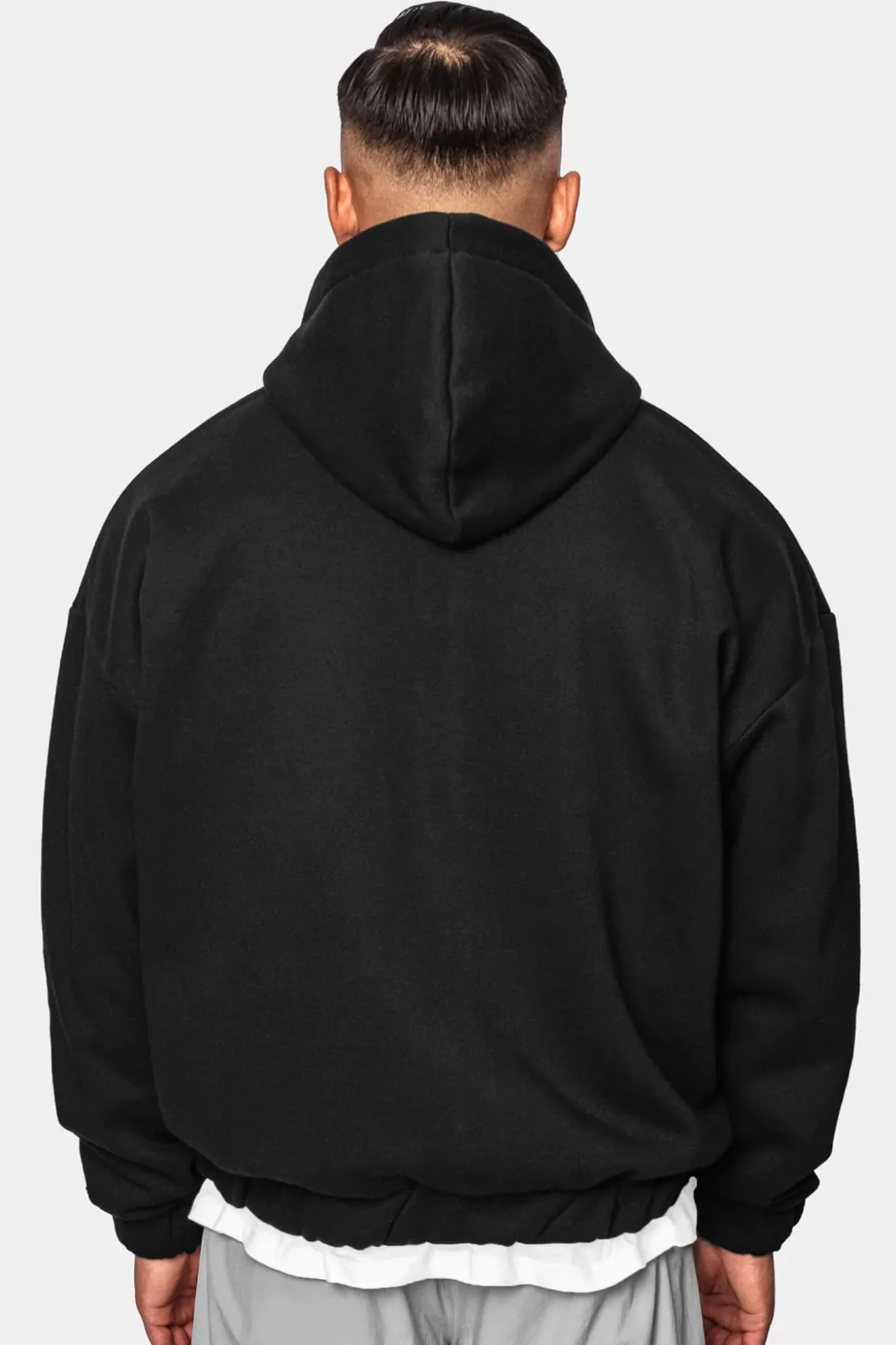 SUPER HEAVY OVERSIZE BLANK ZIP HOODIE BLACK