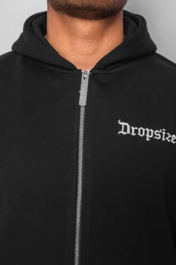 SUPER HEAVY OVERSIZE BLANK ZIP HOODIE BLACK