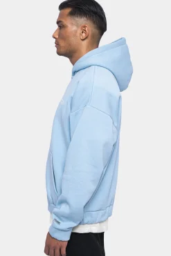 SUPER HEAVY OVERSIZE BLANK ZIP HOODIE BABY BLUE