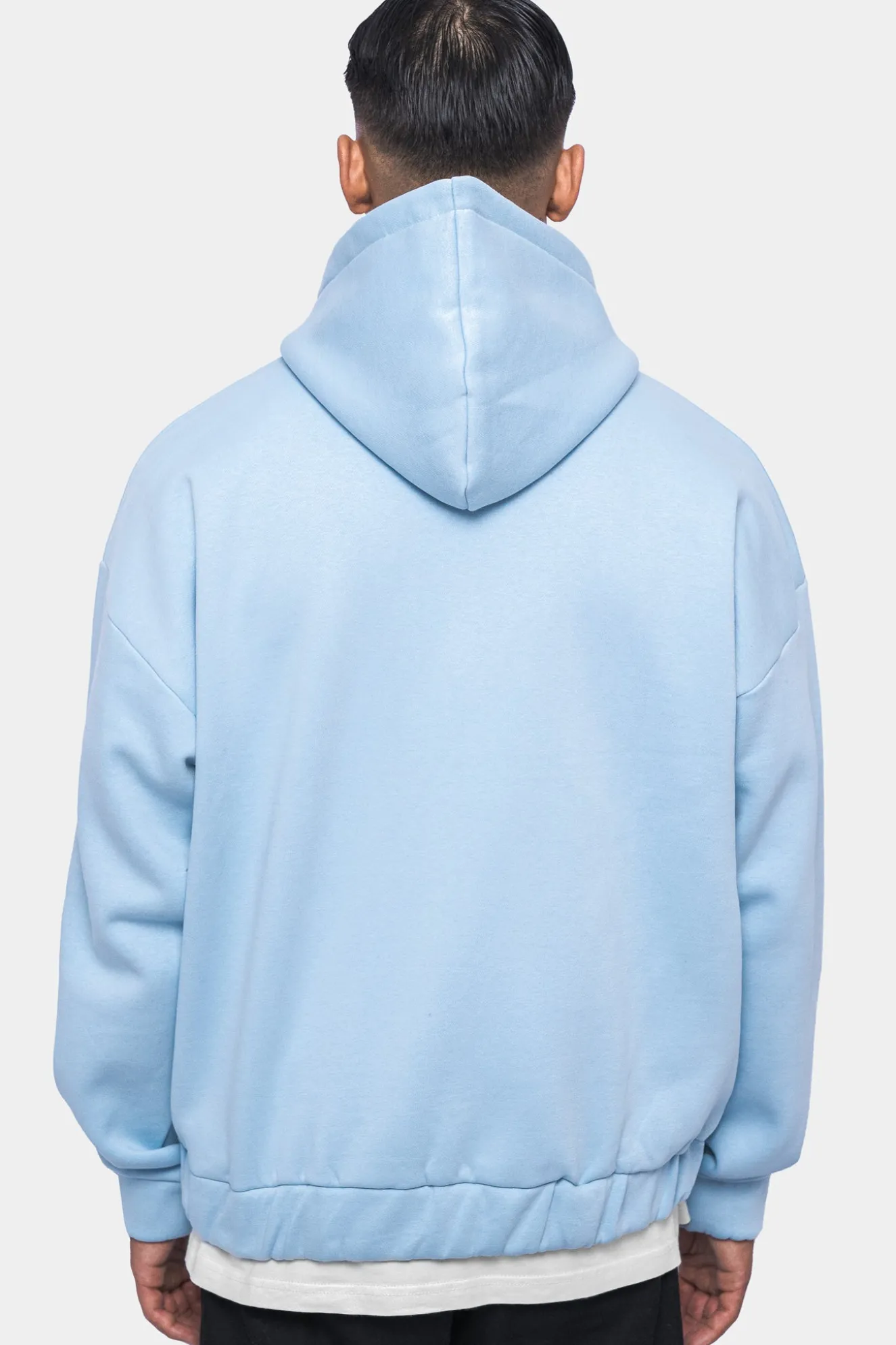 SUPER HEAVY OVERSIZE BLANK ZIP HOODIE BABY BLUE