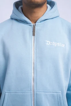 SUPER HEAVY OVERSIZE BLANK ZIP HOODIE BABY BLUE
