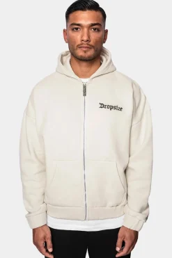 SUPER HEAVY OVERSIZE BLANK ZIP HOODIE COCONUT MILK