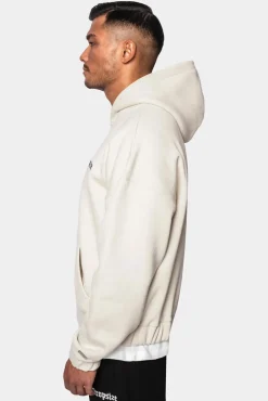 SUPER HEAVY OVERSIZE BLANK ZIP HOODIE COCONUT MILK