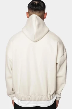 SUPER HEAVY OVERSIZE BLANK ZIP HOODIE COCONUT MILK