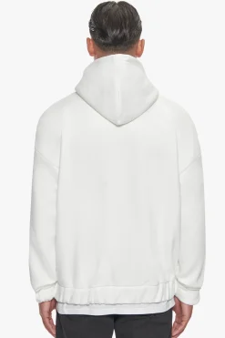 SUPER HEAVY OVERSIZE BLANK ZIP HOODIE CREAM WHITE