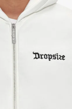 SUPER HEAVY OVERSIZE BLANK ZIP HOODIE CREAM WHITE