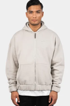 SUPER HEAVY OVERSIZE BLANK ZIP HOODIE MOON BEAM