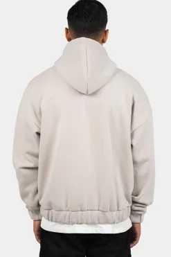 SUPER HEAVY OVERSIZE BLANK ZIP HOODIE MOON BEAM