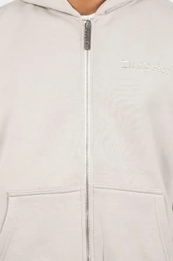 SUPER HEAVY OVERSIZE BLANK ZIP HOODIE MOON BEAM
