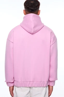 SUPER HEAVY OVERSIZE BLANK ZIP HOODIE PINK