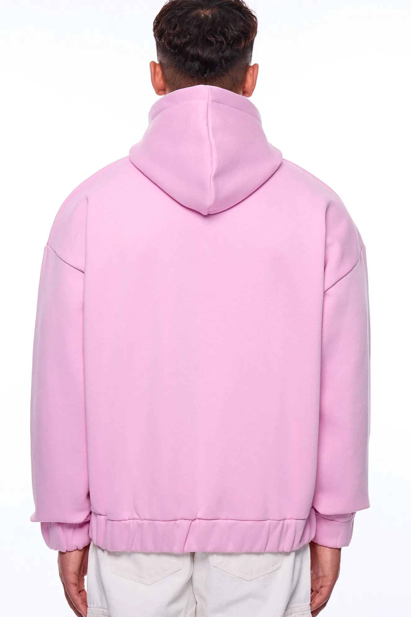 SUPER HEAVY OVERSIZE BLANK ZIP HOODIE PINK