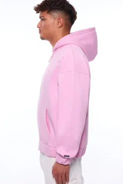 SUPER HEAVY OVERSIZE BLANK ZIP HOODIE PINK