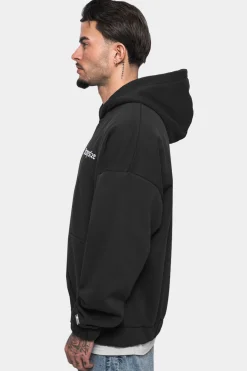 SUPER HEAVY OVERSIZE BLANK ZIP HOODIE WASHED BLACK