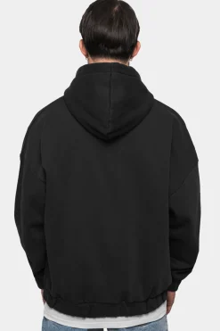 SUPER HEAVY OVERSIZE BLANK ZIP HOODIE WASHED BLACK