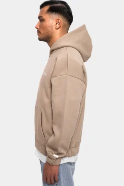 SUPER HEAVY OVERSIZE BLANK ZIP HOODIE WEATHERED TEAK