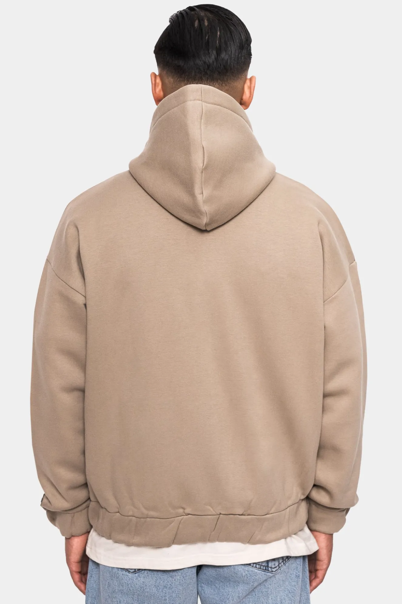 SUPER HEAVY OVERSIZE BLANK ZIP HOODIE WEATHERED TEAK