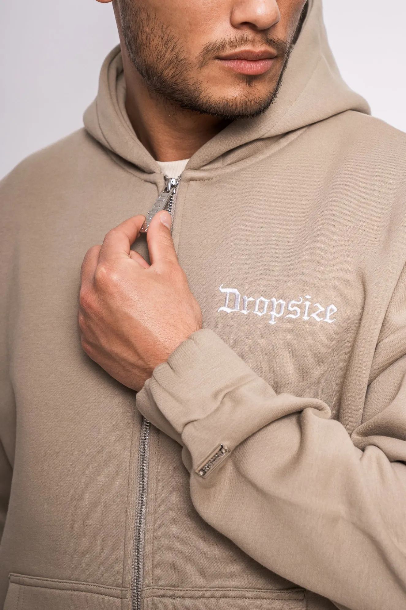 SUPER HEAVY OVERSIZE BLANK ZIP HOODIE WEATHERED TEAK