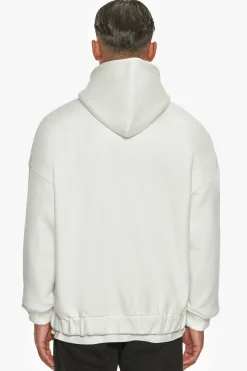 SUPER HEAVY OVERSIZE BLANK ZIP HOODIE WASHED WHITE
