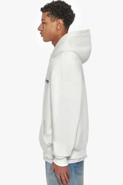 SUPER HEAVY OVERSIZE EMBO HOODIE CREAM BORDEAUX