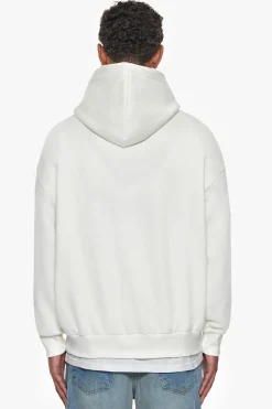 SUPER HEAVY OVERSIZE EMBO HOODIE CREAM BORDEAUX