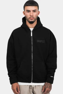 SUPER HEAVY OVERSIZE HD PRINT ZIP HOODIE BLACK