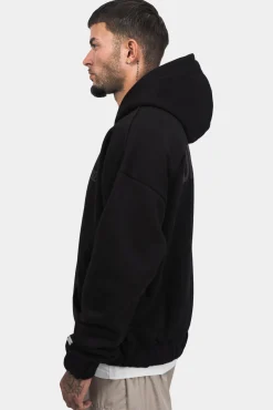 SUPER HEAVY OVERSIZE HD PRINT ZIP HOODIE BLACK