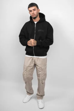 SUPER HEAVY OVERSIZE HD PRINT ZIP HOODIE BLACK