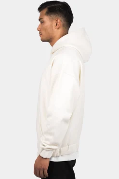 SUPER HEAVY OVERSIZE HD PRINT ZIP HOODIE CREAM WHITE