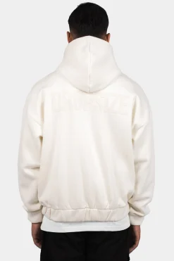 SUPER HEAVY OVERSIZE HD PRINT ZIP HOODIE CREAM WHITE