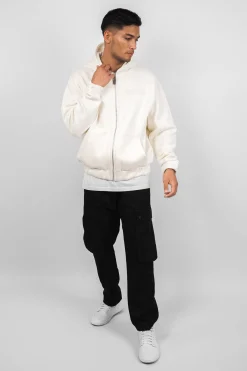 SUPER HEAVY OVERSIZE HD PRINT ZIP HOODIE CREAM WHITE