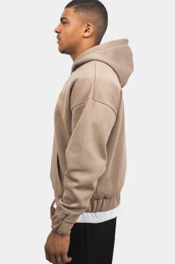 SUPER HEAVY OVERSIZE HD PRINT ZIP HOODIE SILVER MINK
