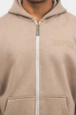 SUPER HEAVY OVERSIZE HD PRINT ZIP HOODIE SILVER MINK