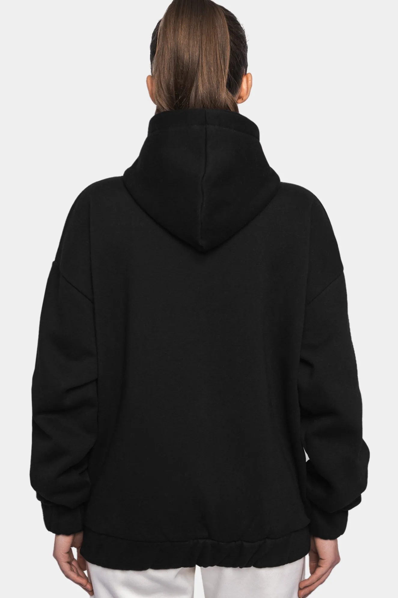 SUPER HEAVY OVERSIZE LOGO ZIP HOODIE BLACK