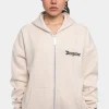 SUPER HEAVY OVERSIZE LOGO ZIP HOODIE COCONUT MILK