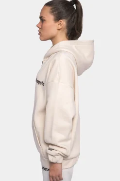 SUPER HEAVY OVERSIZE LOGO ZIP HOODIE COCONUT MILK