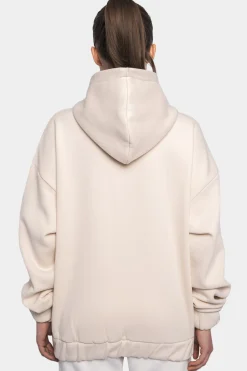 SUPER HEAVY OVERSIZE LOGO ZIP HOODIE COCONUT MILK