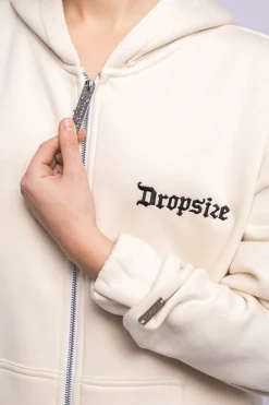 SUPER HEAVY OVERSIZE LOGO ZIP HOODIE COCONUT MILK